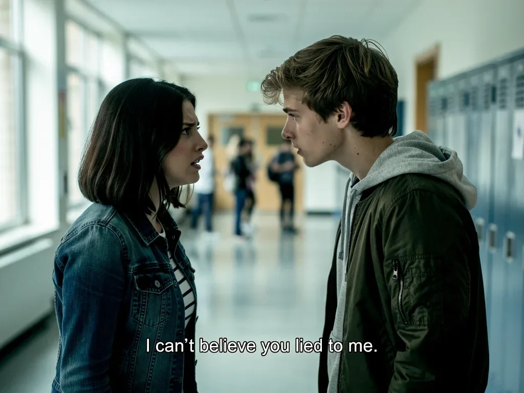 European teen drama scene, captivating young actors in a school setting, highlighting international production quality.