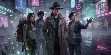 Teenagers representing new drama subgenres for 2026, stylized urban backdrop.