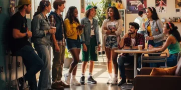Diverse teenagers in a vibrant setting, embodying authentic youth culture for 2026 teen dramas.