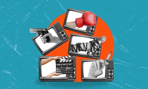A collage of different streaming service logos (Netflix, Amazon Prime, Hulu, etc.) with a magnifying glass hovering over the subtitle settings. The image represents the growing availability of international content and the importance of subtitle customization options. The lighting is bright and modern.