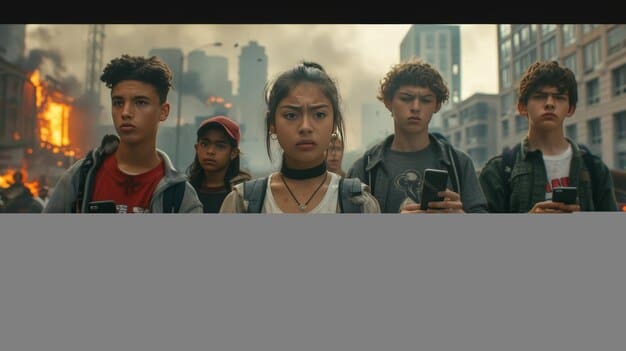 A scene from an American adaptation of an international crime drama, showing a diverse cast of characters reflecting the American cultural landscape.