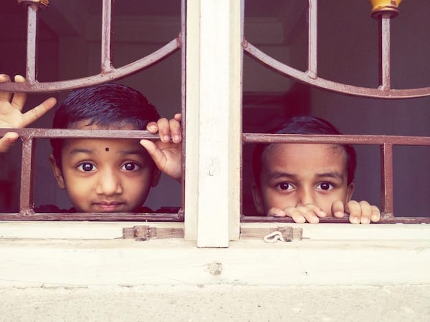 A split screen showing two characters: on one side, a child living in poverty and witnessing violence; on the other, a well-off child in a stable and loving environment. The contrast highlights the impact of nature vs nurture on potential criminal behavior.