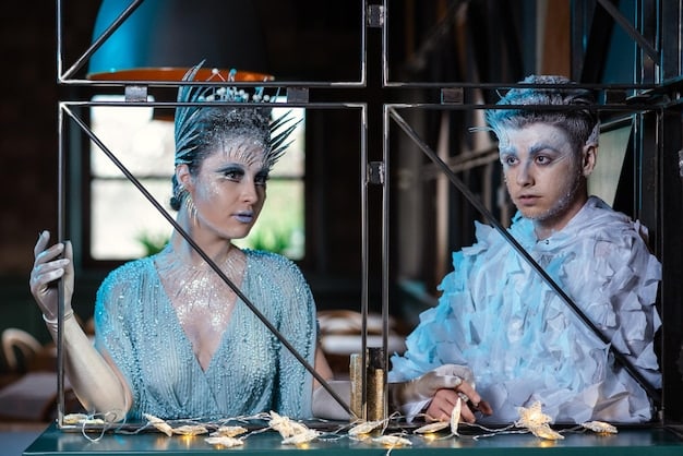 A split screen image comparing a high-budget period drama costume (left) with intricate details and rich fabrics to a low-budget costume (right) with simpler designs and less expensive materials. The image visually demonstrates the impact of budget on costume quality.