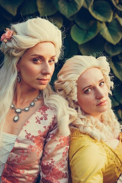 A collage of screenshots featuring iconic female characters from classic period dramas, such as 